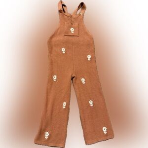 5T Modern Moments Waffle Knit Overalls with Daisy Sunflower Embroidery